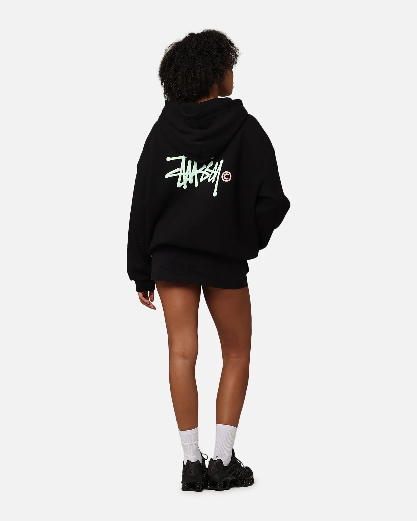 Stussy Graffiti LCB Full Zip Hoodie Pigment Black Martial-arts Barrier Seam Construction