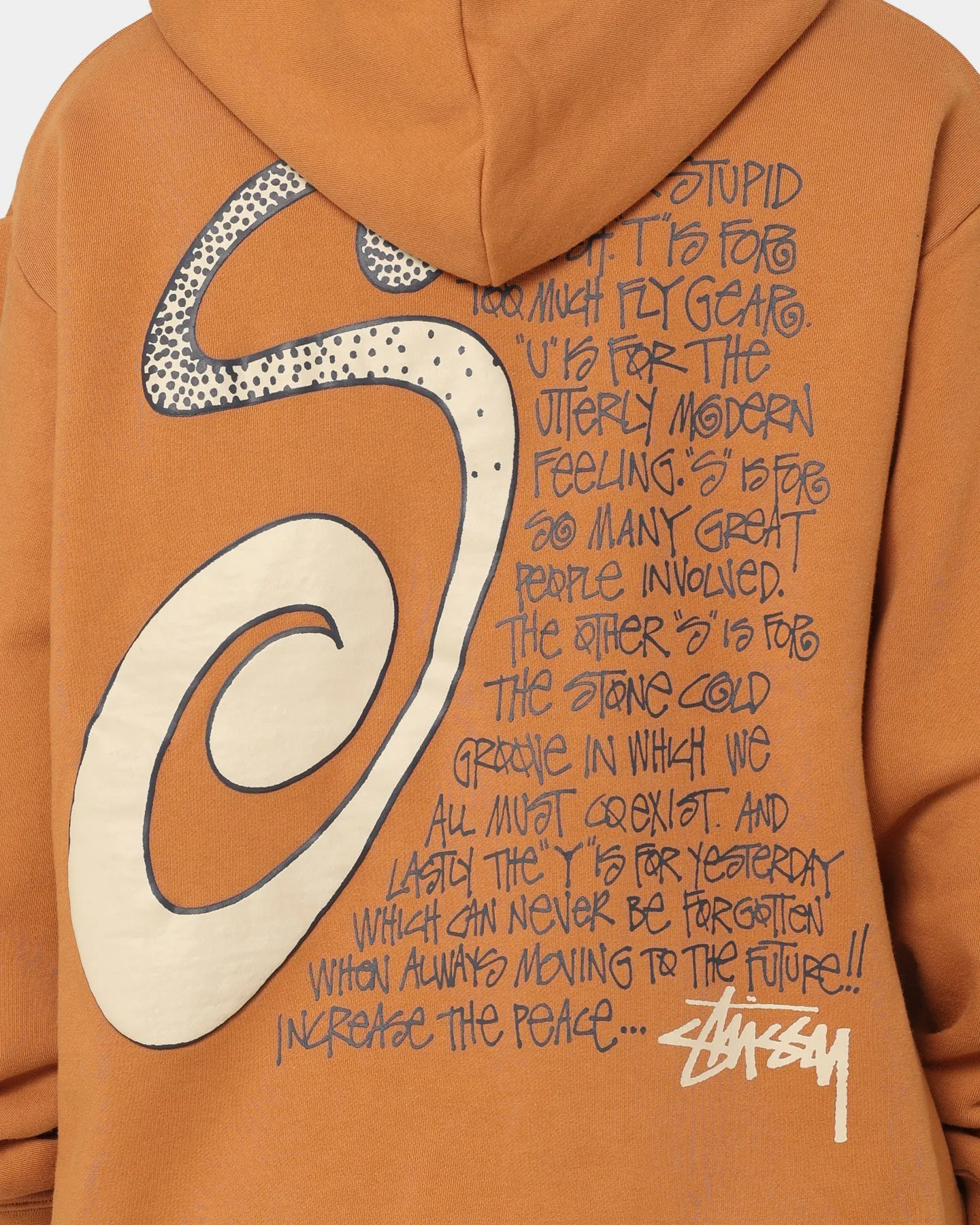 Vintage Style Stussy S IS Hoodie Almond