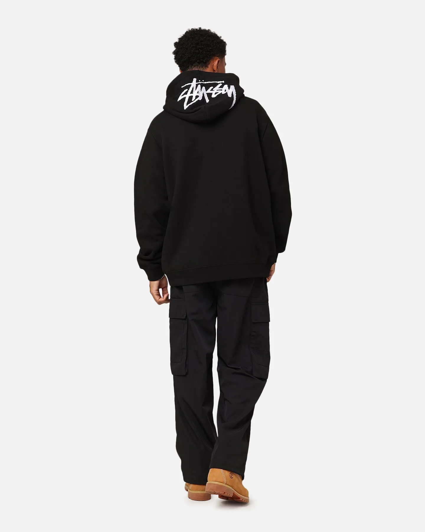 Layer Comfort Stussy Stock Embroidery Full Zip Hoodie Black