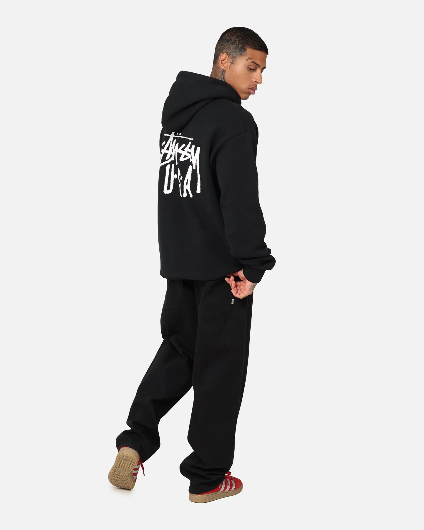 Stussy USA LCB Hoodie Black Adjustable Cuffs Articulated Elbows