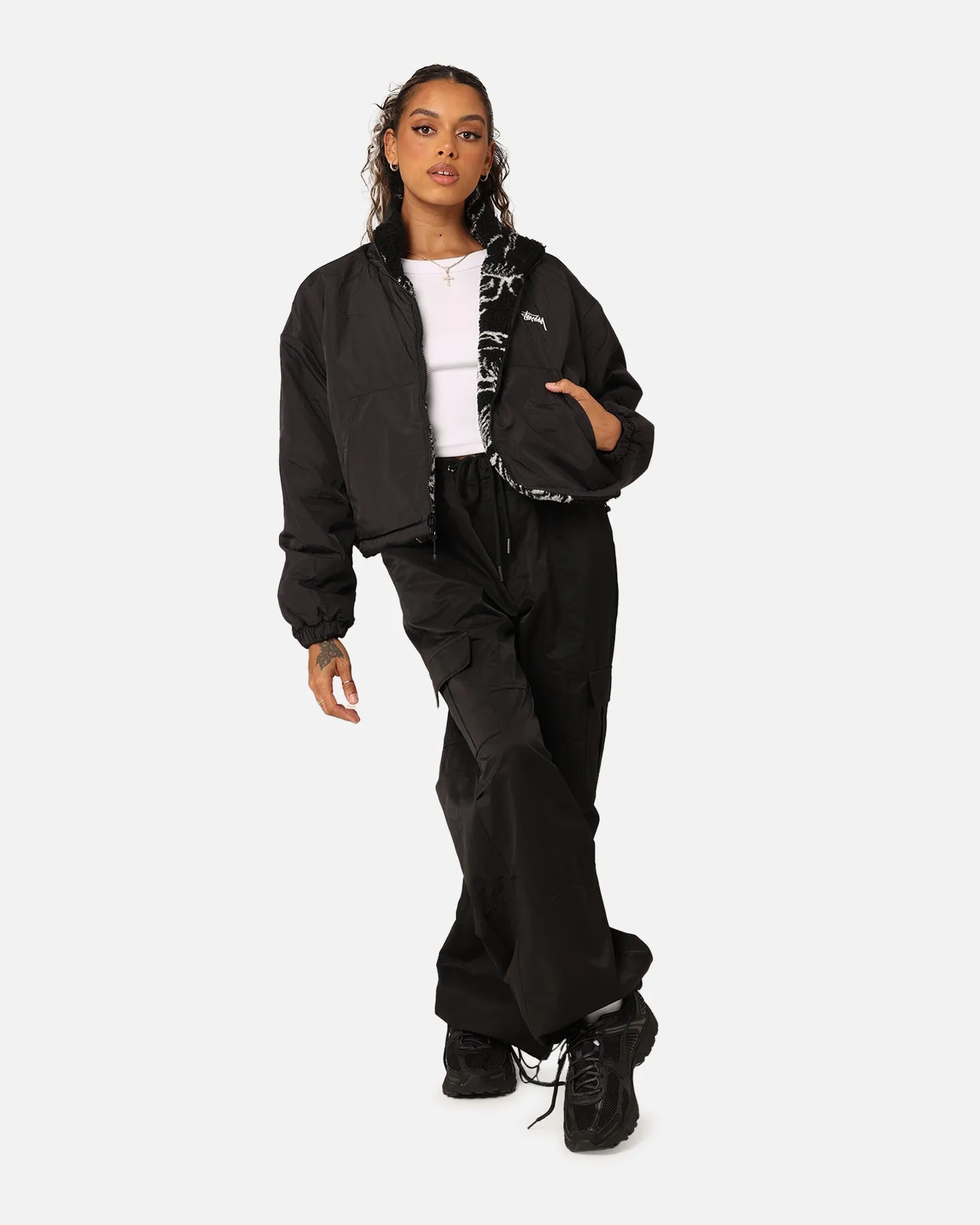 Beauty Stussy Women's Dragon Reversible Work Jacket Black