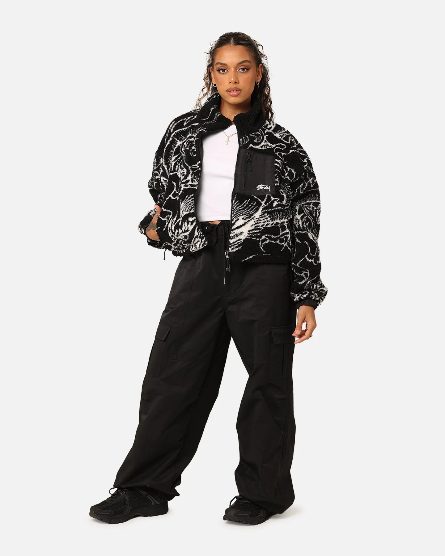Stussy Women's Dragon Reversible Work Jacket Black cloudy Construct