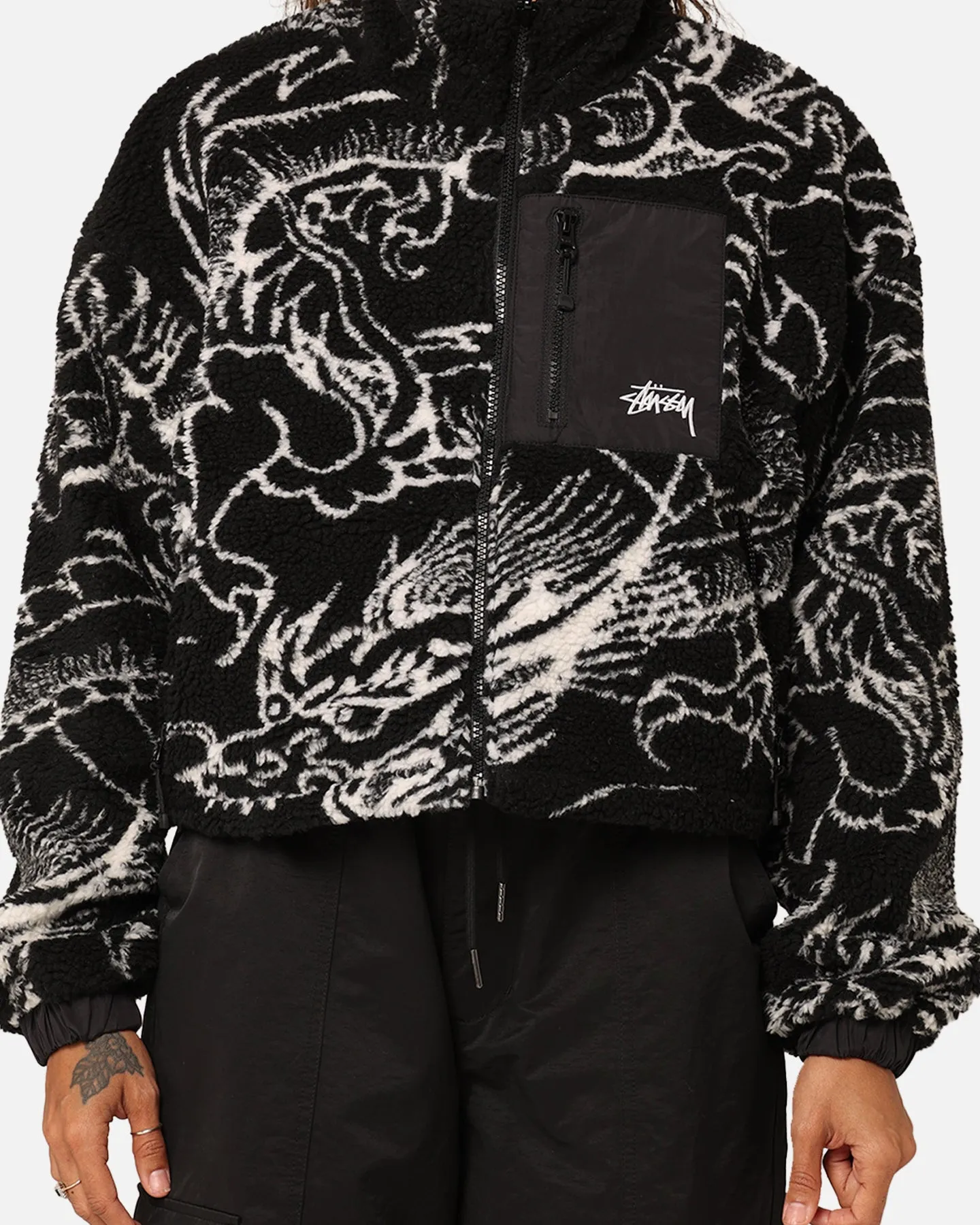 Stussy Women's Dragon Reversible Work Jacket Black Observe