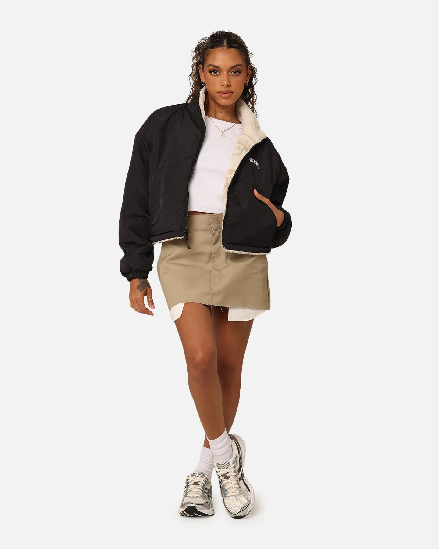 Stussy Women's Dragon Reversible Work Jacket Taupe tall size