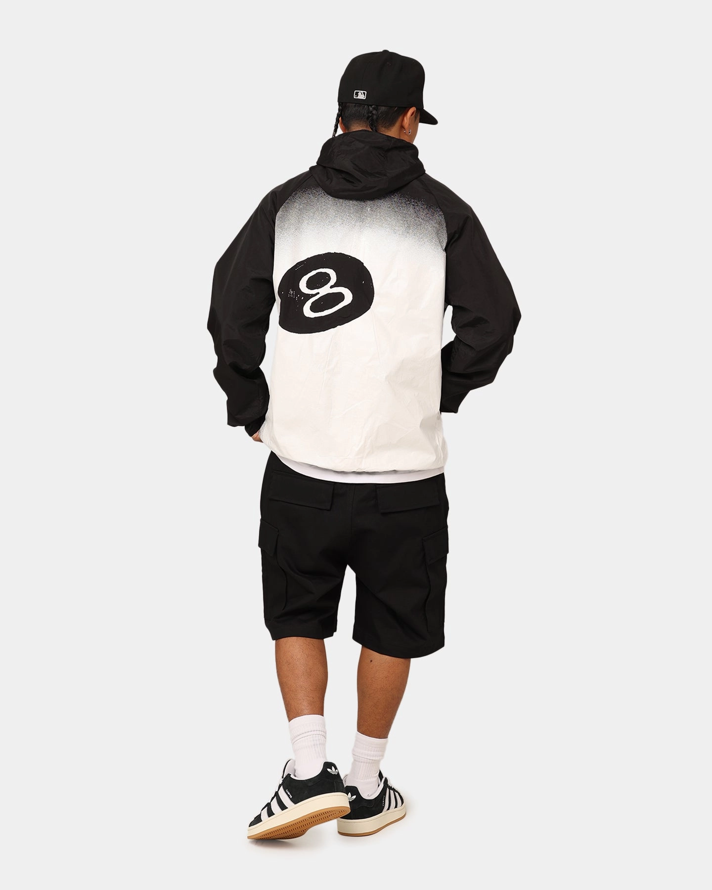 Stussy 8 Ball Fade Spray Jacket Black Reflective Safety Trim Position