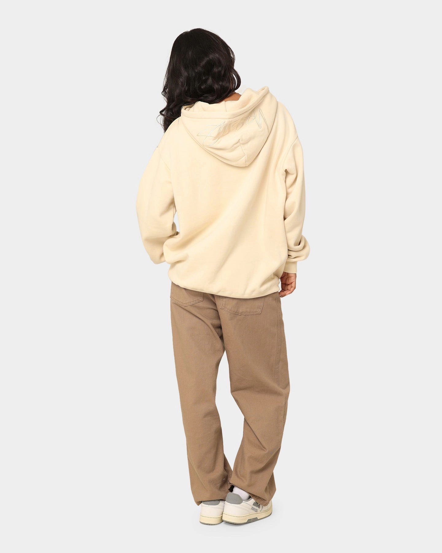 Stussy Back Appliqu?? 50/50 Hoodie Cream Market TearResistant Ripstop Nylon