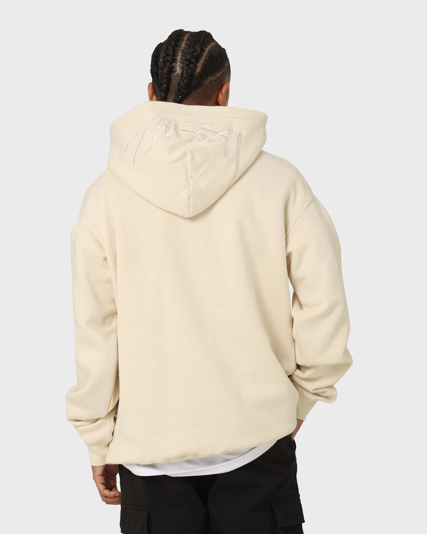 Stussy Back Appliqu?? 50/50 Hoodie Cream Stylish Insulation DualZipper
