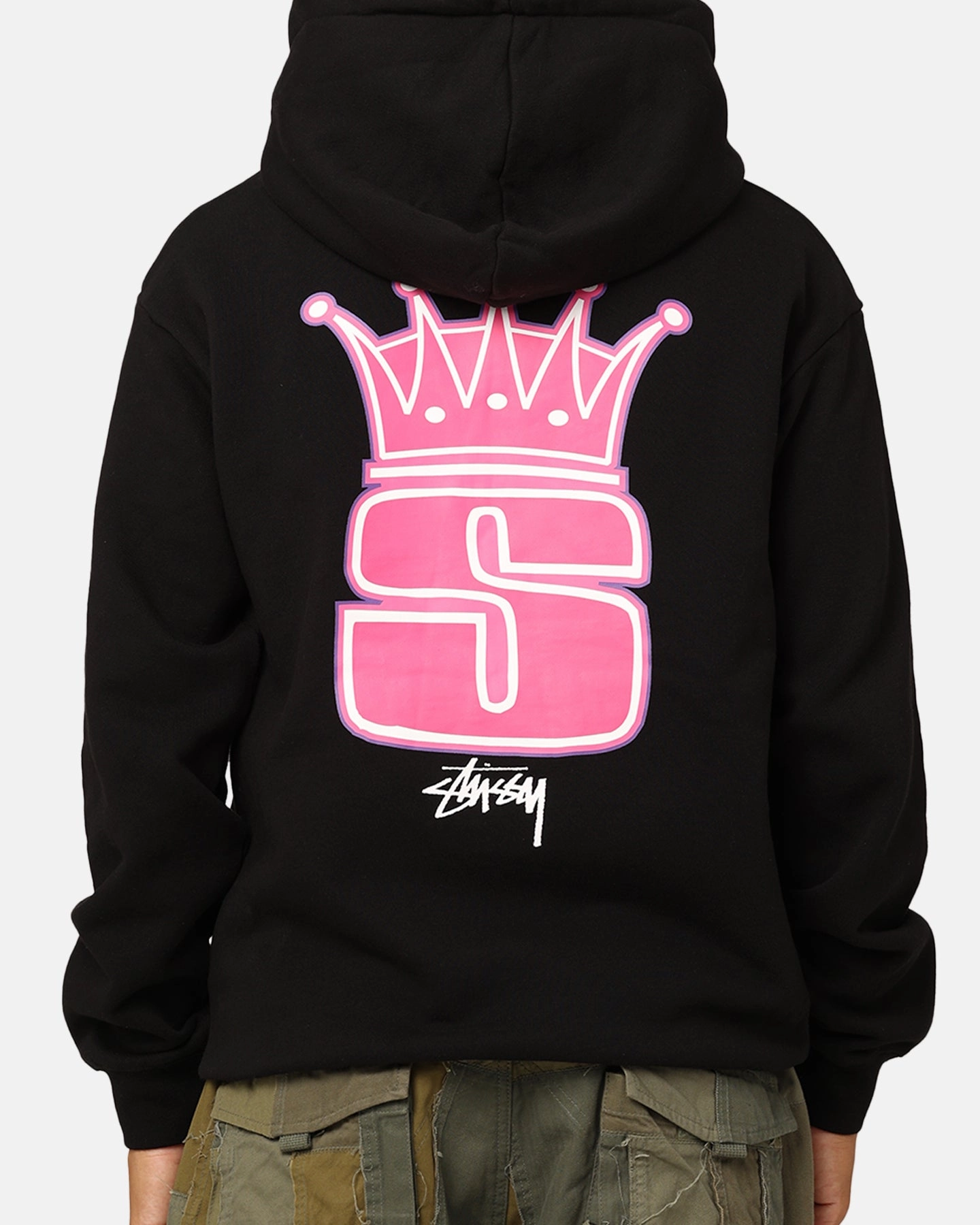 Stussy Crown Fleeced Hoodie Black Stylish Warmth Premium Fit
