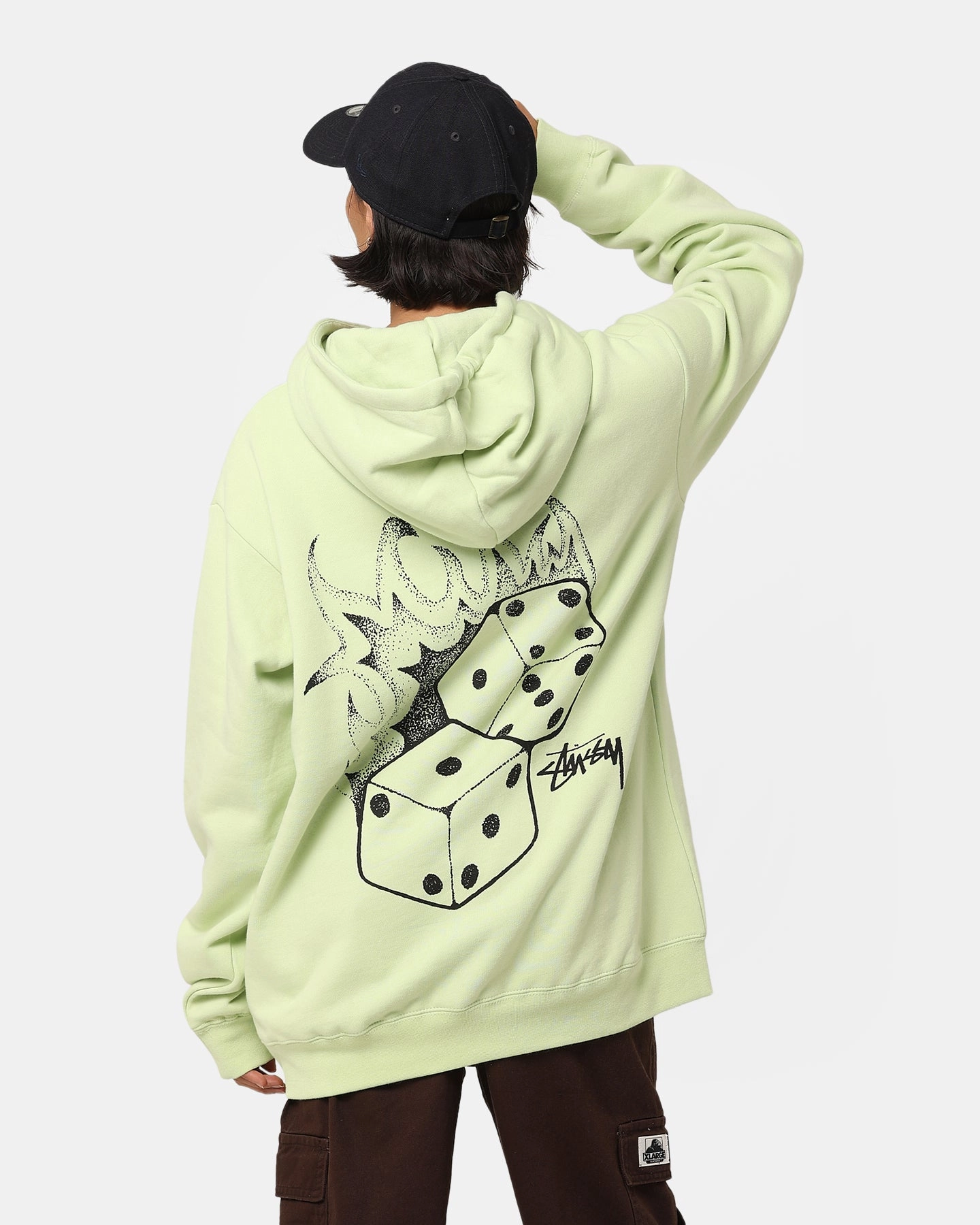 professional Stussy Fire Dice 50-50 Hoodie Light Green