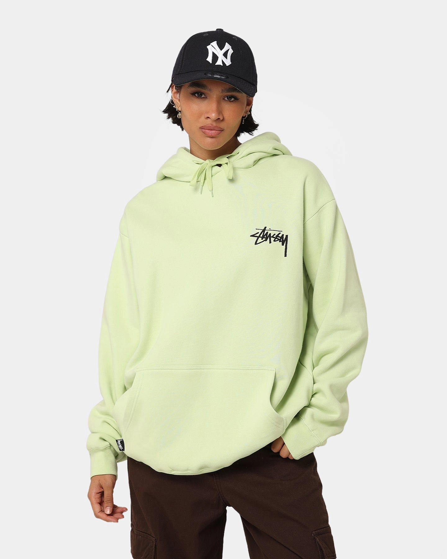 Warm and Practical Water Resistant Material Stussy Fire Dice 50-50 Hoodie Light Green
