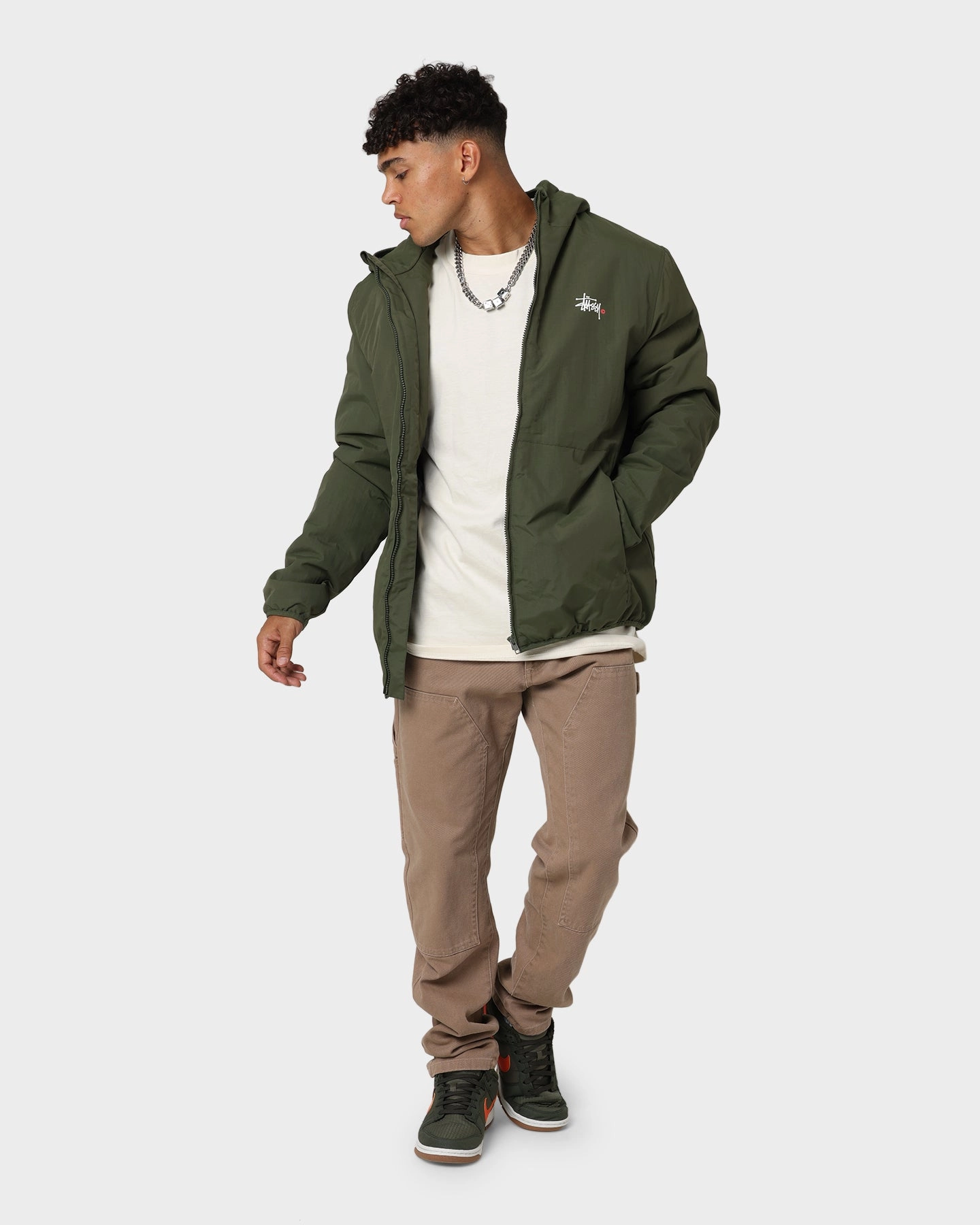 Stussy Graffiti Nylon Hooded Jacket Flight Green Heritage