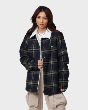 Card Stussy Plaid Sherpa Jacket Navy Check