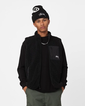 Stussy Reversible Stock Sherpa Jacket Black Premium Fit suitable for sports games