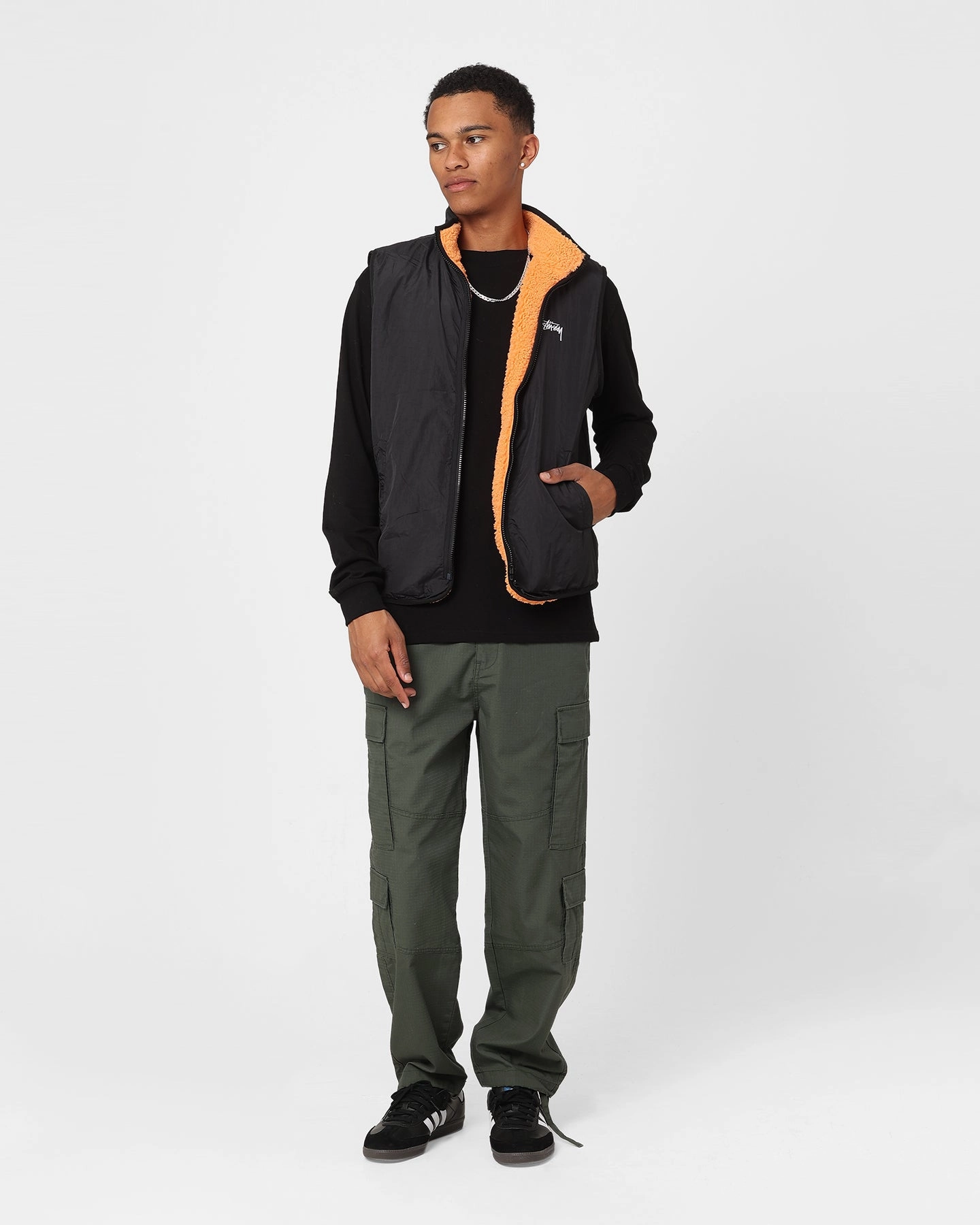 watch Fleece Stussy Reversible Stock Sherpa Jacket Orange