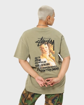 Eco Friendly Production Stussy Spring Weeds T-Shirt Pigment Light Khaki