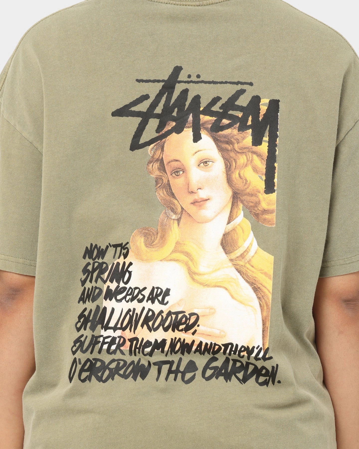 Stussy Spring Weeds T-Shirt Pigment Light Khaki Airflow Ventilation Design Ethically Sourced Cotton