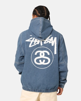 Grid Backlined Interior Adventure Ready Stussy SS Link Lightweight Denim Jacket Indigo Denim