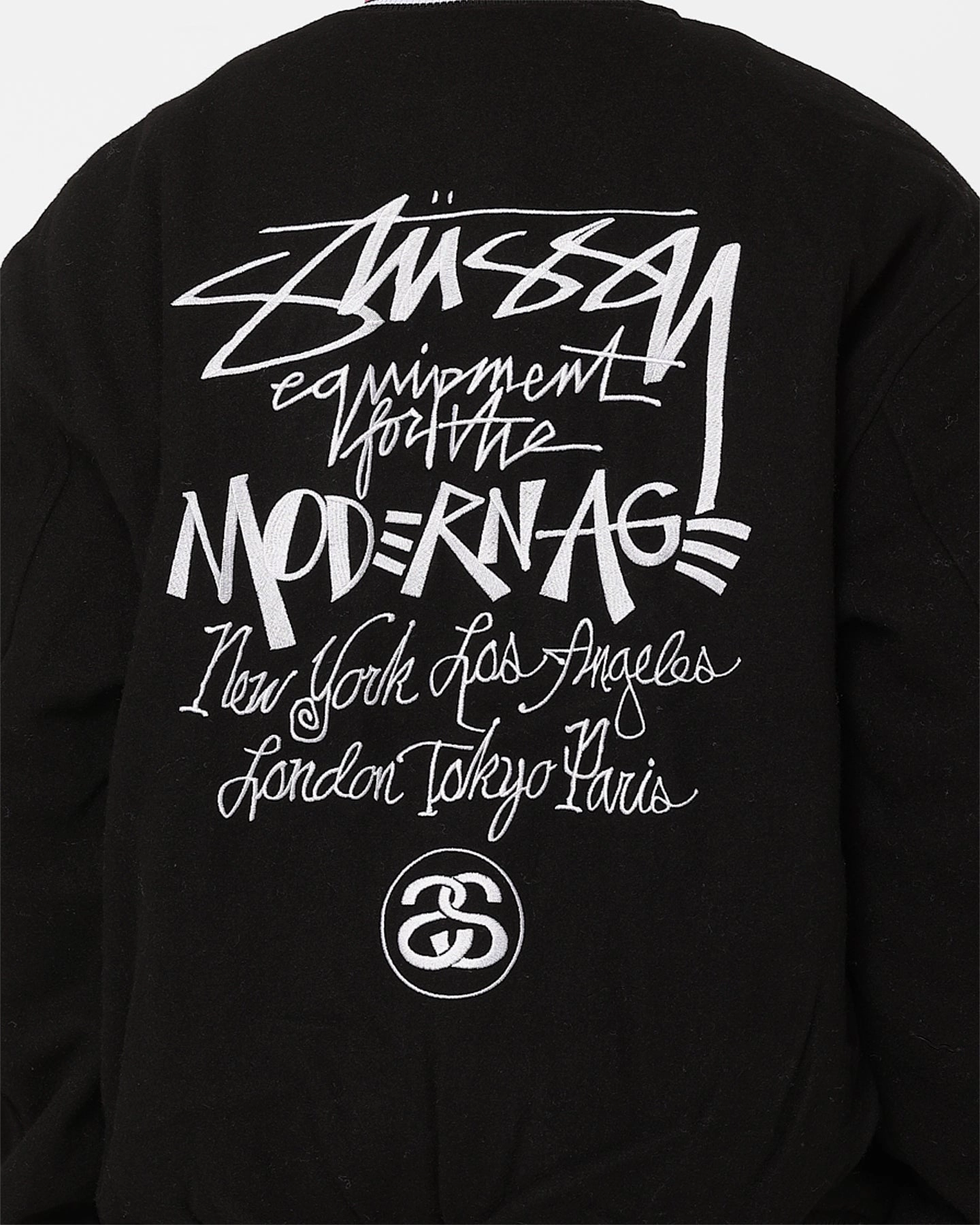 Vegan Stussy Varsity Jacket Black