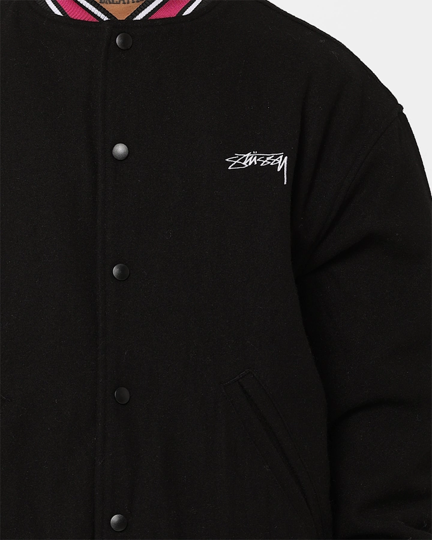 windy Rain Shield Stussy Varsity Jacket Black