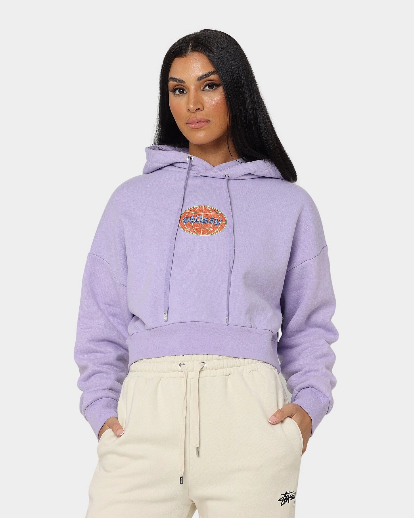 Allow Stussy Women's Globe Hoodie Lavender