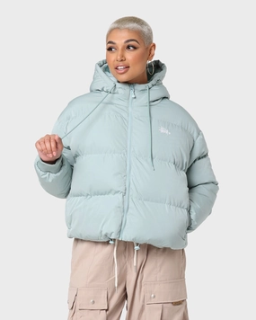 Low Maintenance Stussy Women's Graffiti Hood Puffer Jacket Basil