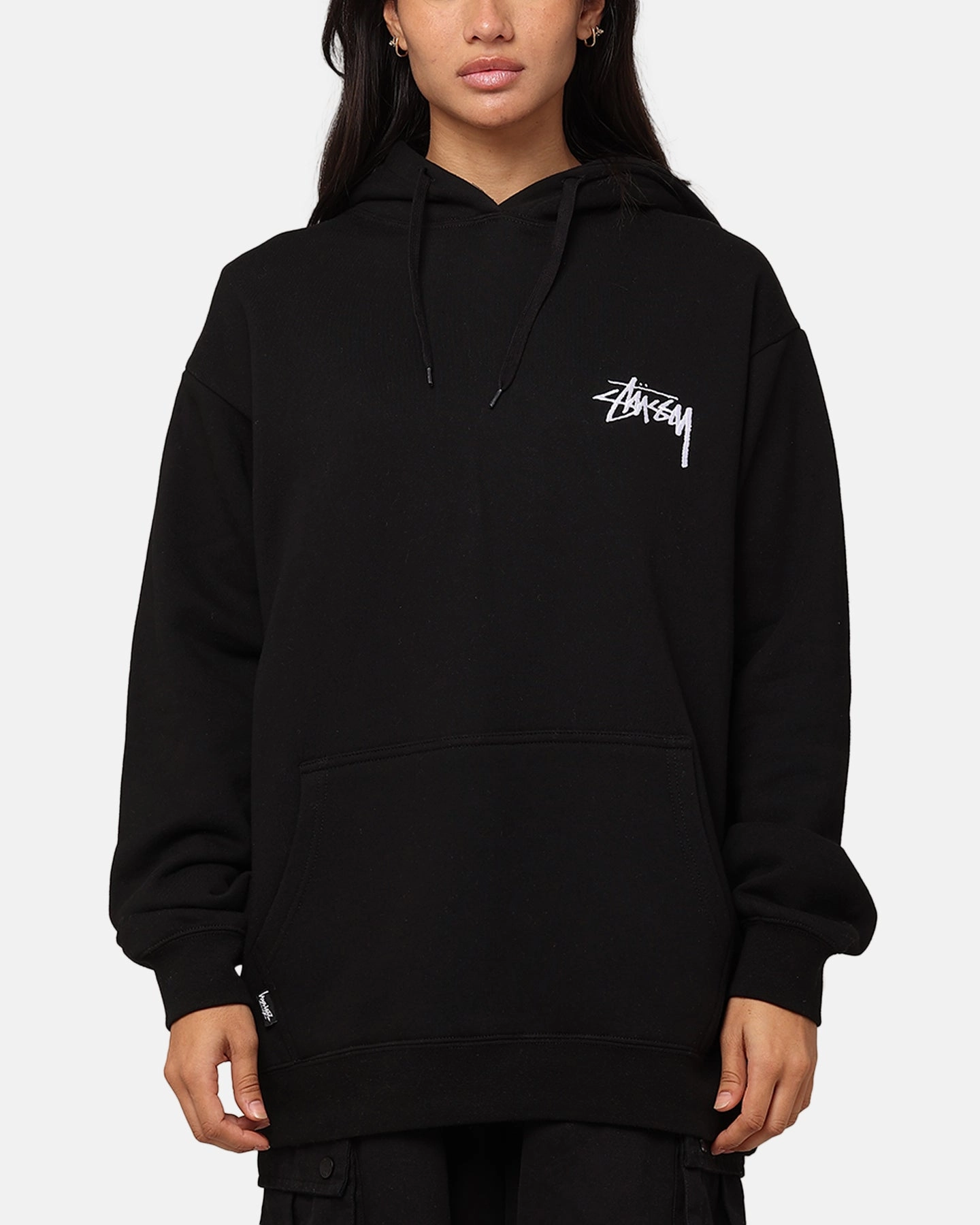 St??ssy 8 Ball Chenille Hoodie Black Interchangeable Collar System Elastic