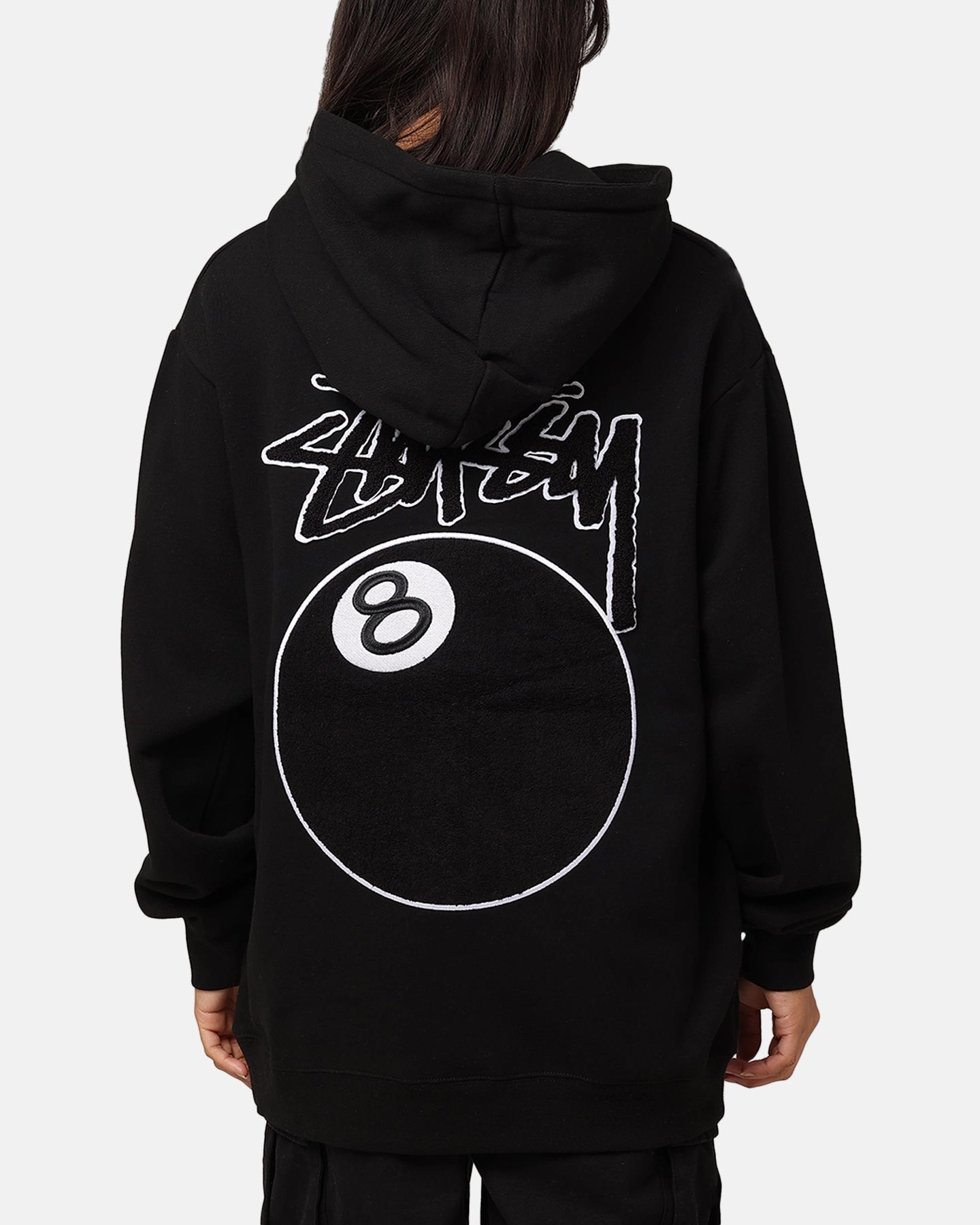 St??ssy 8 Ball Chenille Hoodie Black Honor hot - weather option