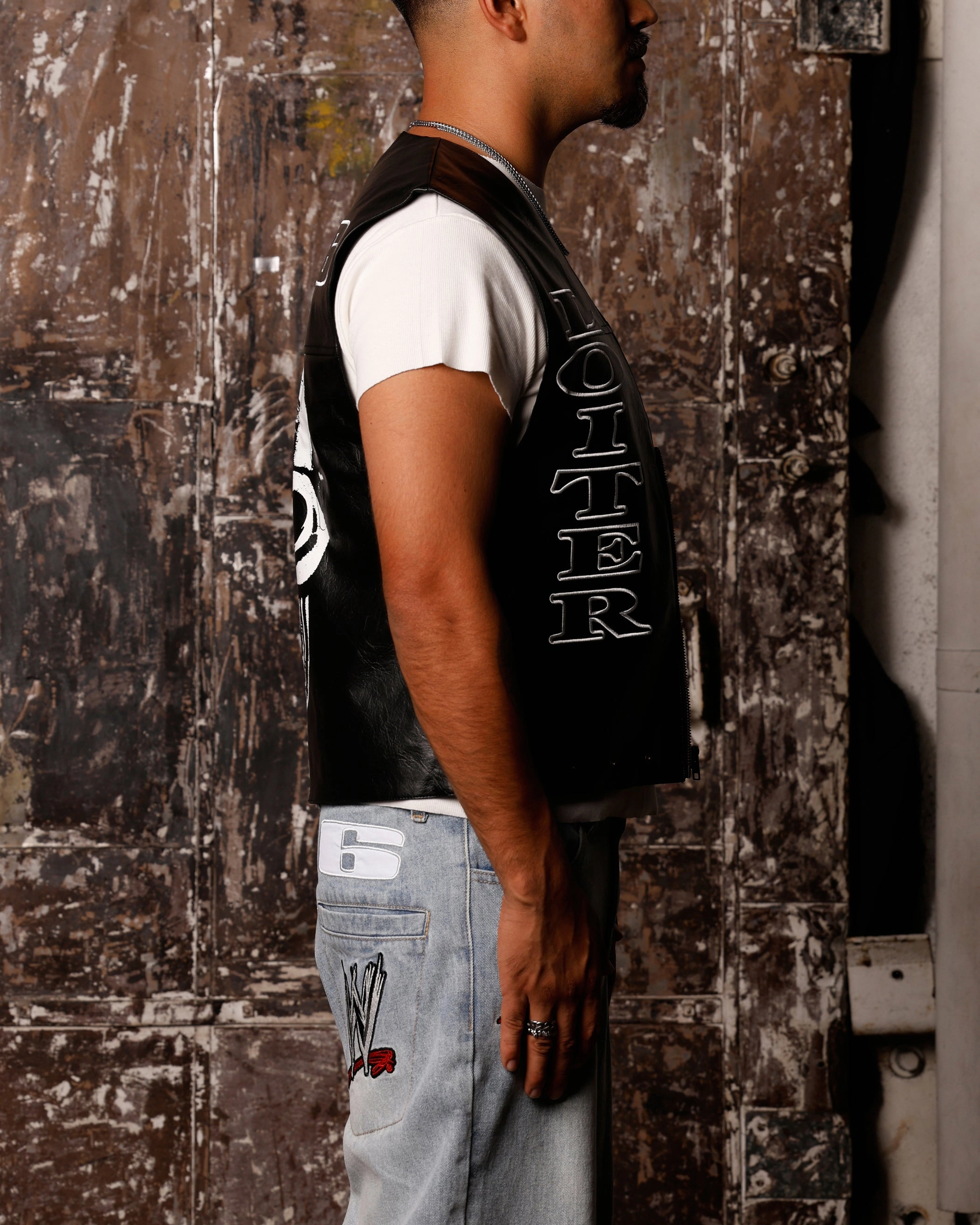 Loiter X WWE Stone Cold Leather Vest Black Retro