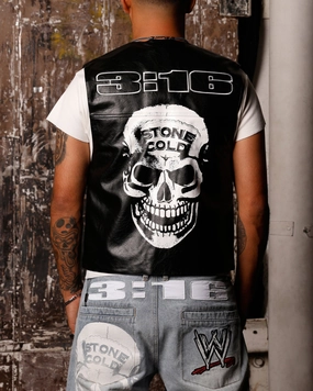 Multi Directional Stretch Loiter X WWE Stone Cold Leather Vest Black