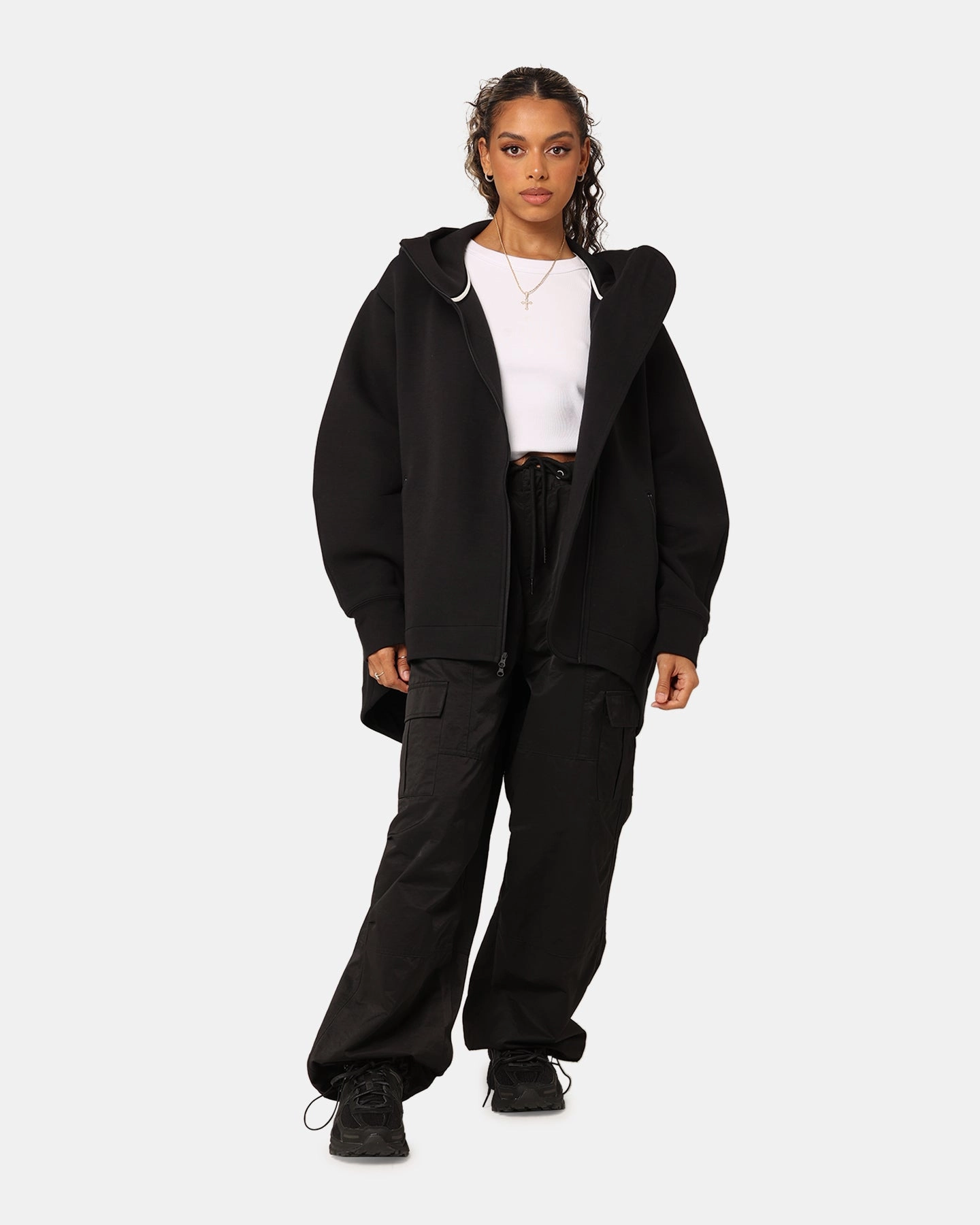 Market Effortless Wear Nike Women's Sportswear Tech Fleece Oversized Full-Zip Hoodie Cape Black/Black