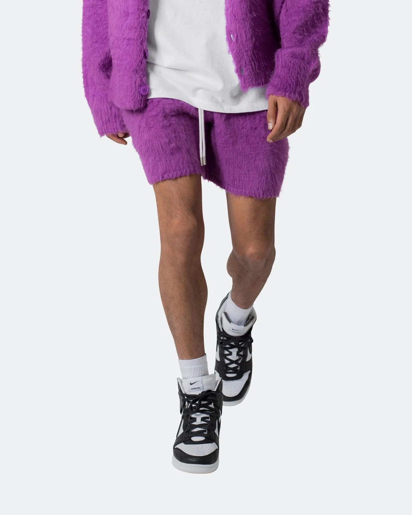 Warm Mood MNML Fuzzy Sweat Shorts Purple