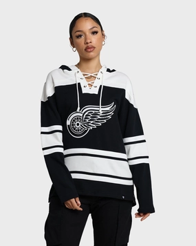 47 Brand Detroit Red Wings Superior Lacer Hoodie Jet Black Advantage Fade Resistant Dye