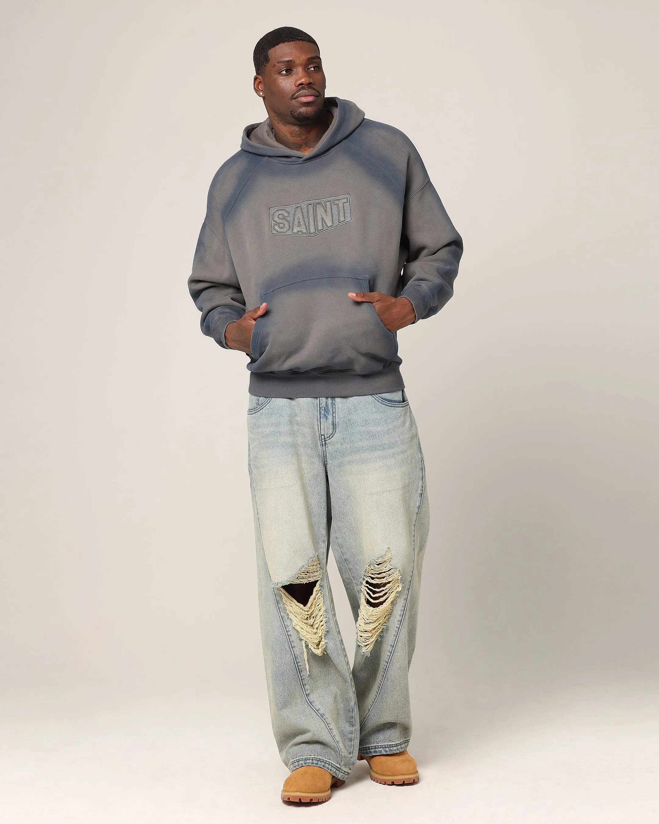 Saint Morta Faded Motor Hoodie Charcoal sunrise