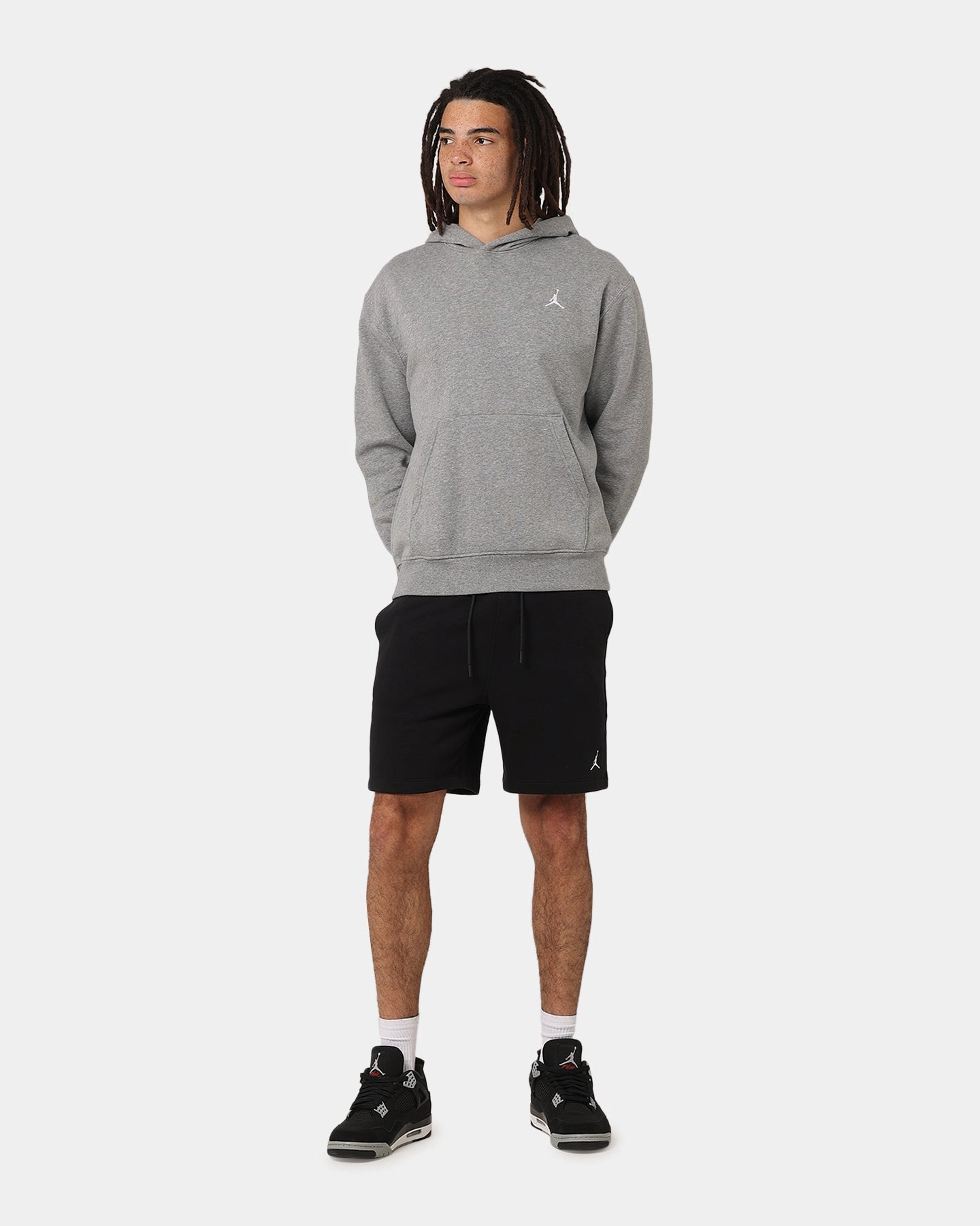 Jordan Brooklyn Fleece Pullover Hoodie Carbon Heather/White Tomboy look