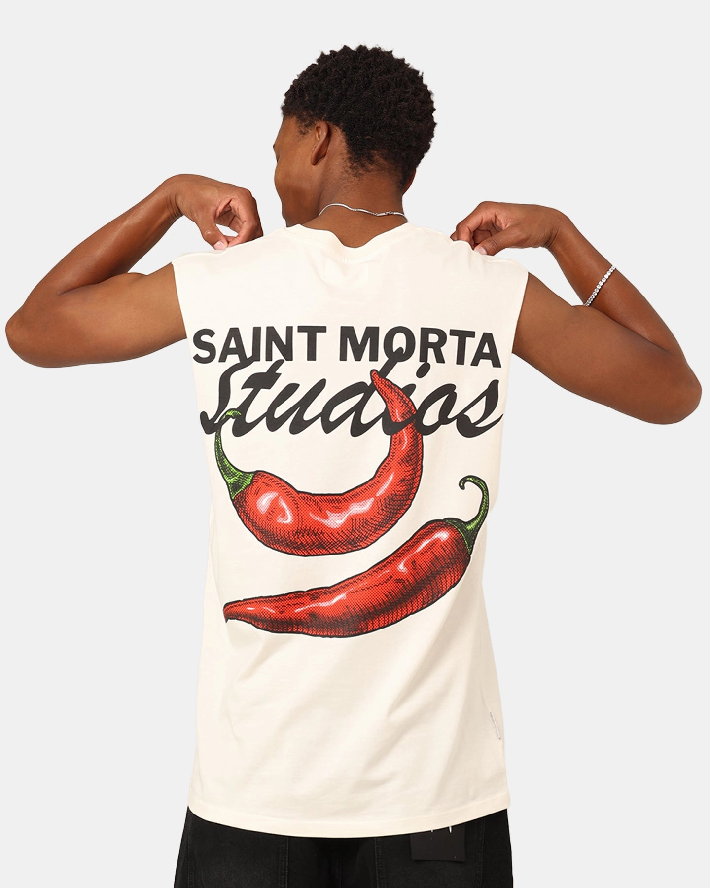 Saint Morta Chilli Fusion Muscle T-Shirt Off White easygoing look Comfy Vibes