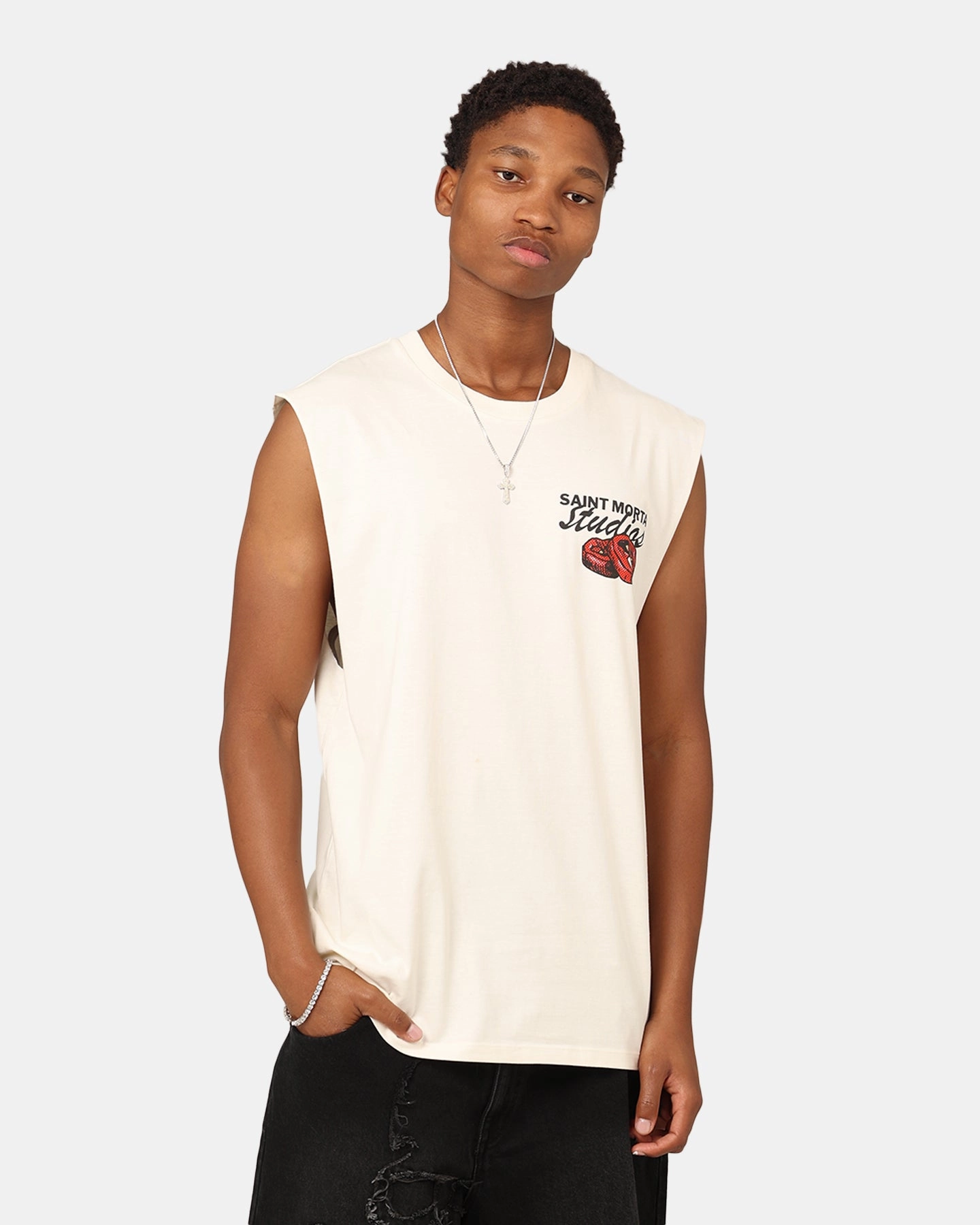 Versatile Fit Casual and cool Saint Morta Chilli Fusion Muscle T-Shirt Off White