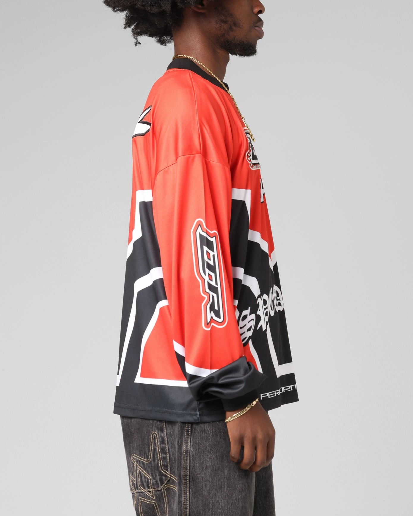 Geometric precision Loiter Thrill Racing Long Sleeve T-Shirt Red