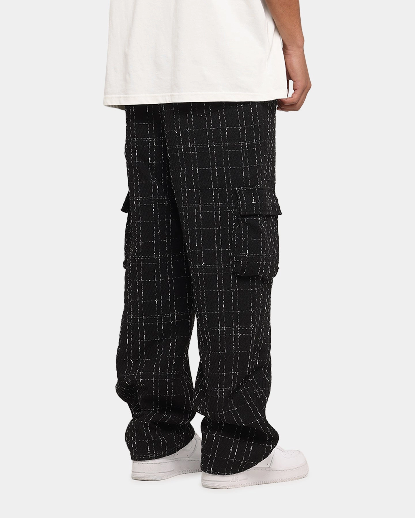 XXIII Boucle Tweed Cargo Pants Black Workwear hypoallergenic