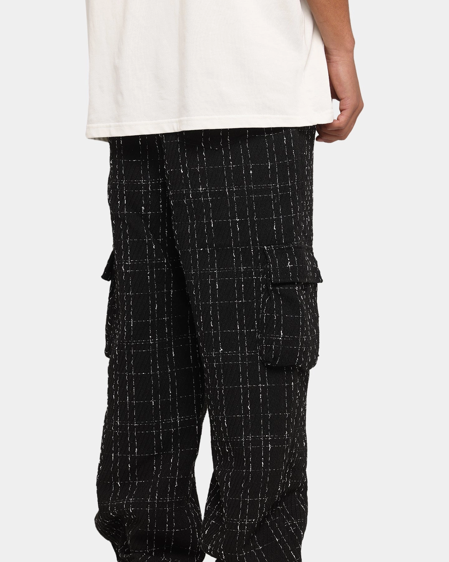 XXIII Boucle Tweed Cargo Pants Black LightweightInsulation Casual Office