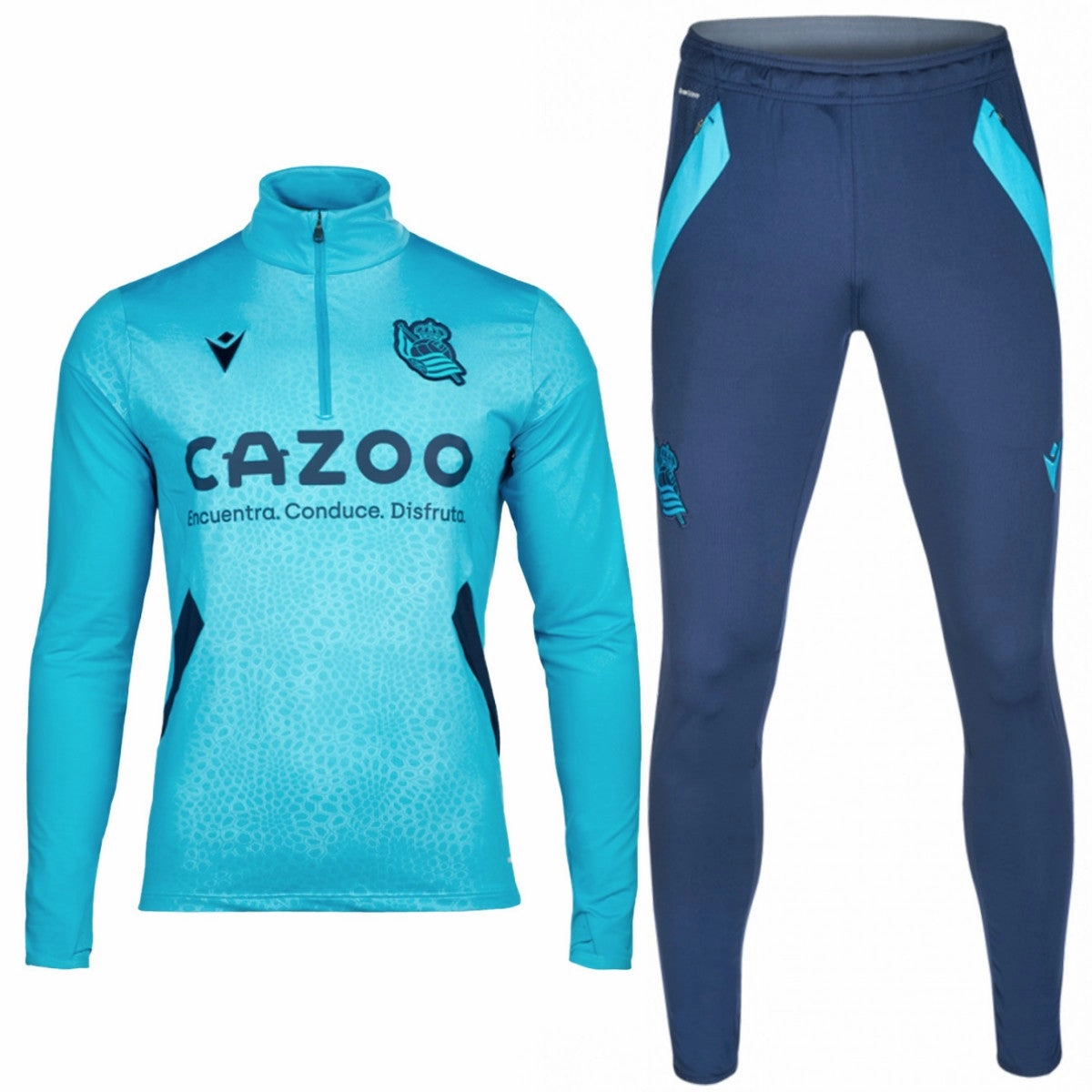 Ergonomic Design Labeling Real Sociedad soccer technical training tracksuit 2022/23 - Macron