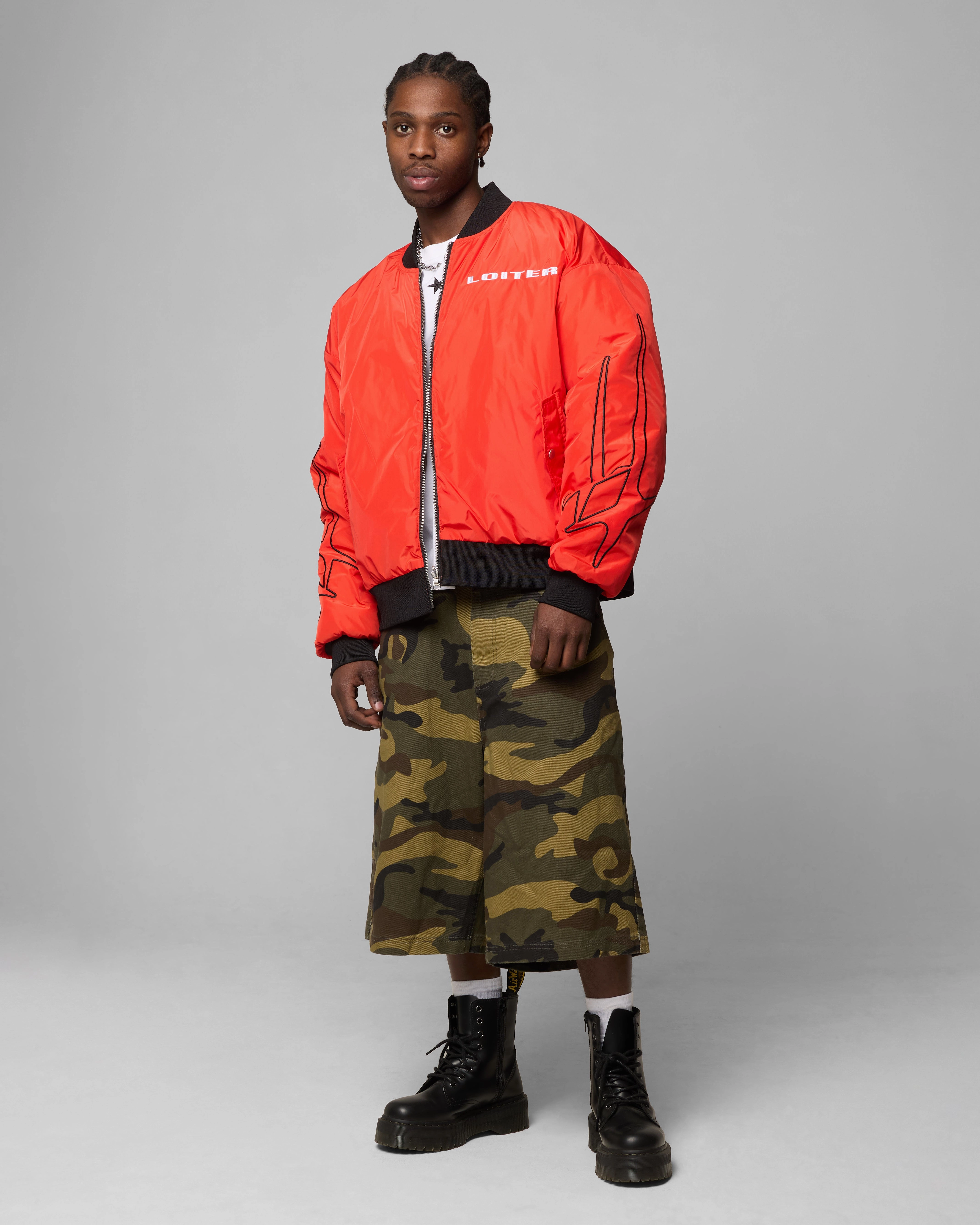 Loiter Cyber Reversible Bomber Jacket Red/Green practice session