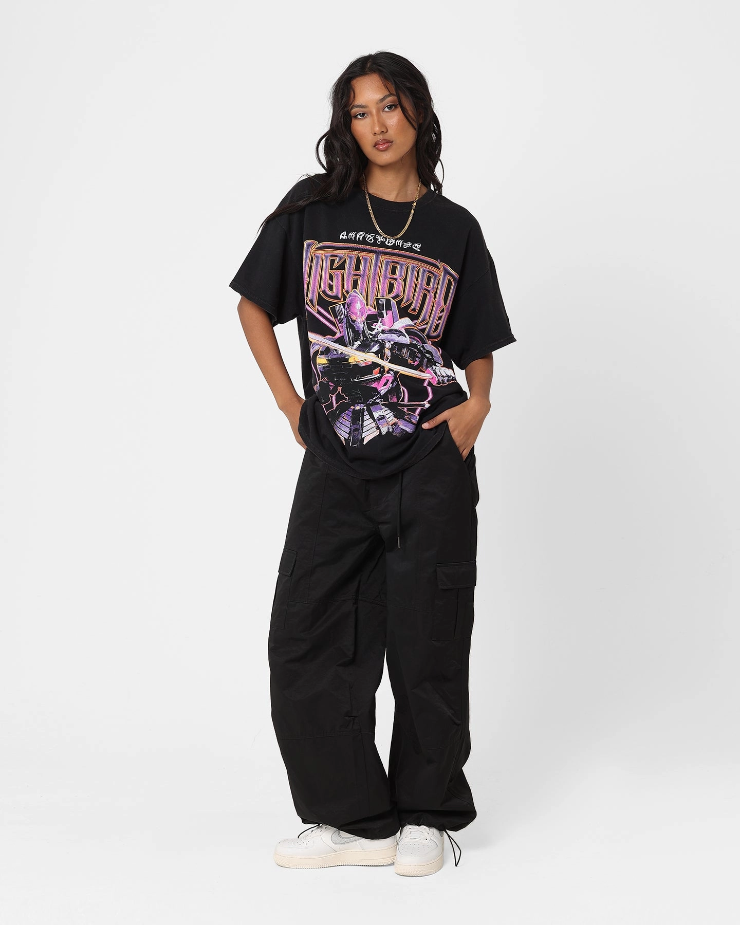 Adult Wear Goat Crew X Transformers Nightbird Vintage T-Shirt Black Wash