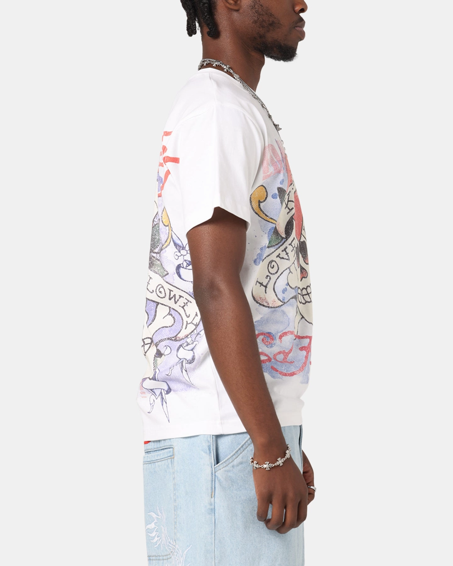 Seam Free Back Ed Hardy Love Kills Slowly Vintage T-Shirt White