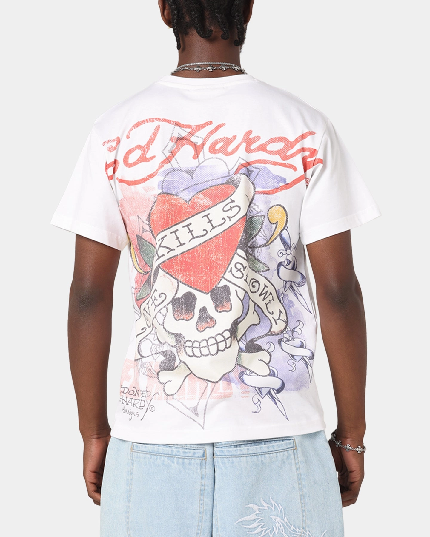 Ed Hardy Love Kills Slowly Vintage T-Shirt White Relax Style Trend Chic and Cozy