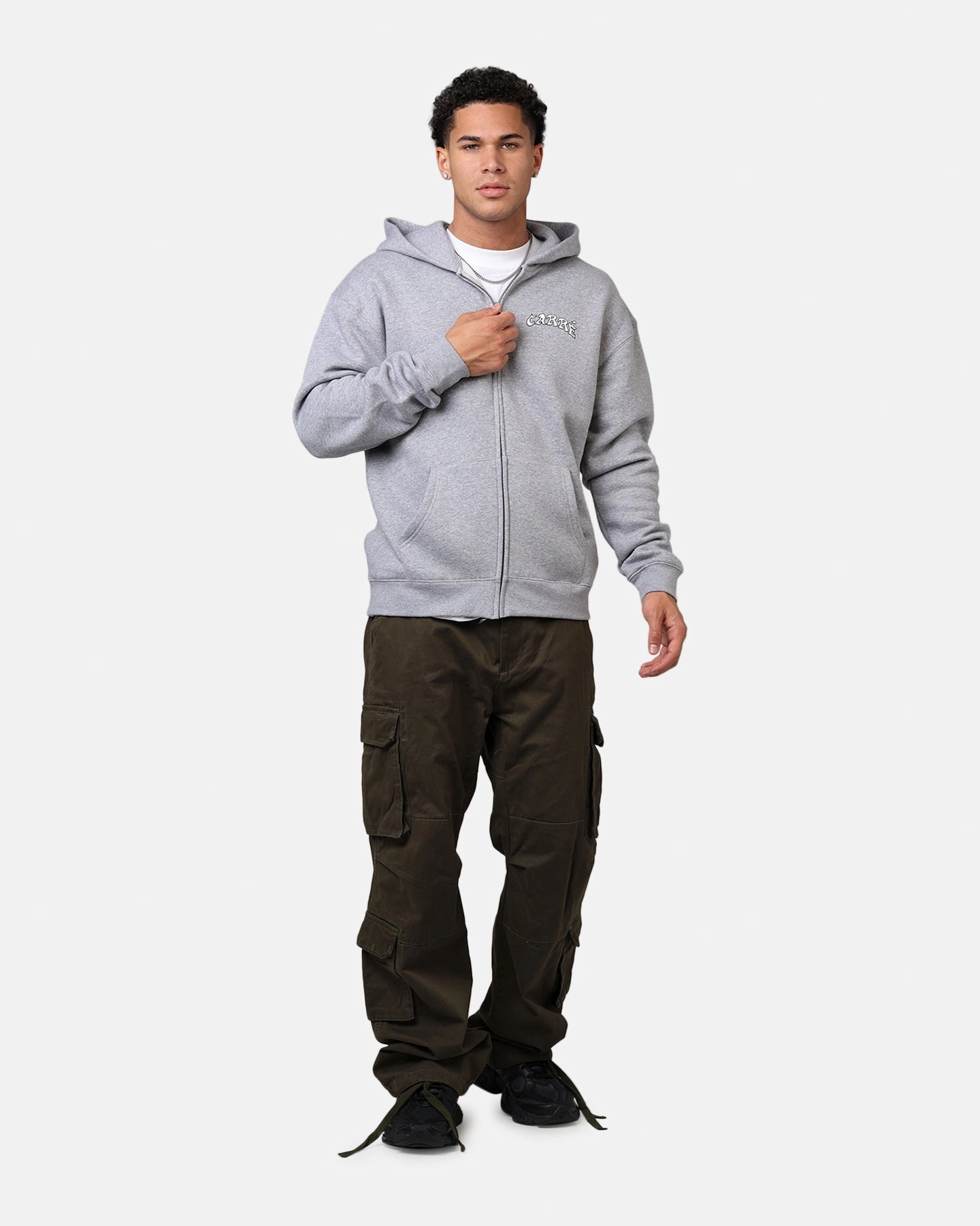 Carre Members Only Zip Hoodie Grey Marle Sporty Shield Compromise