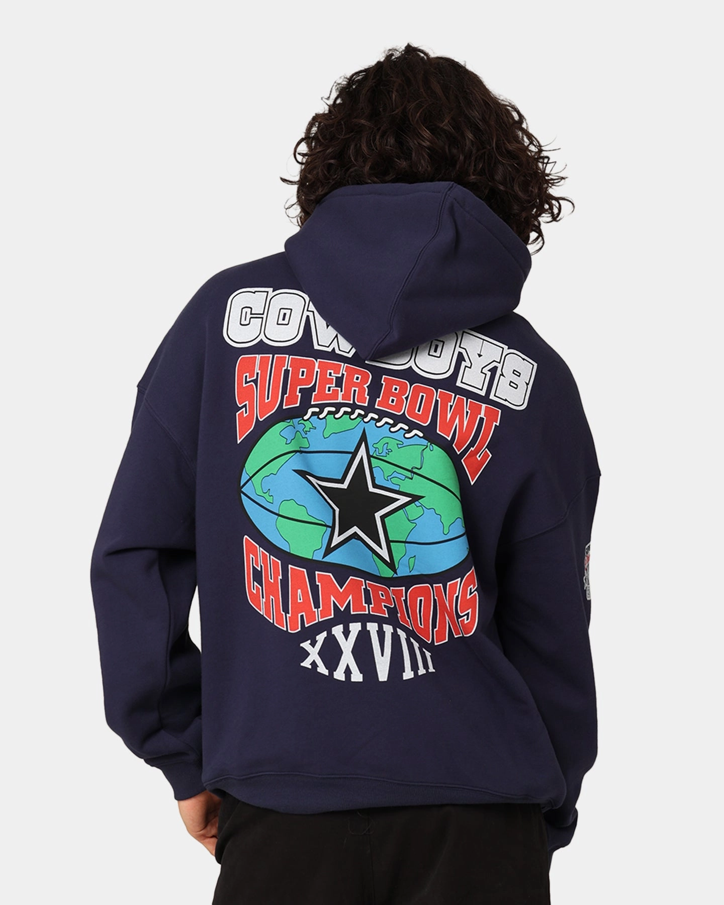 Mitchell & Ness Dallas Cowboys Super Bowl World Hoodie Navy Flexible Hood