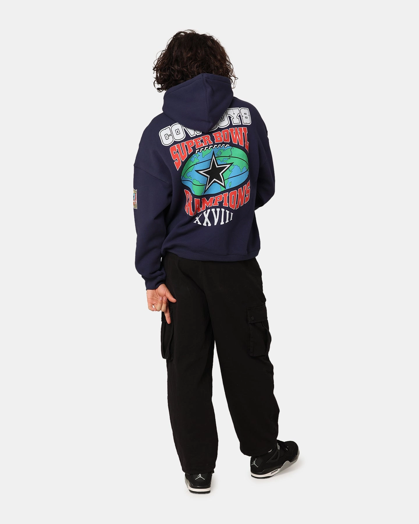 Labor Stretch Fabric Mitchell & Ness Dallas Cowboys Super Bowl World Hoodie Navy