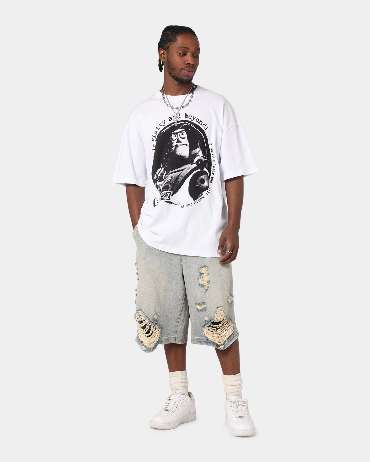 simple design 73 Studio Disney Pixar Toy Story Buzz Lightyear Vintage T-Shirt White