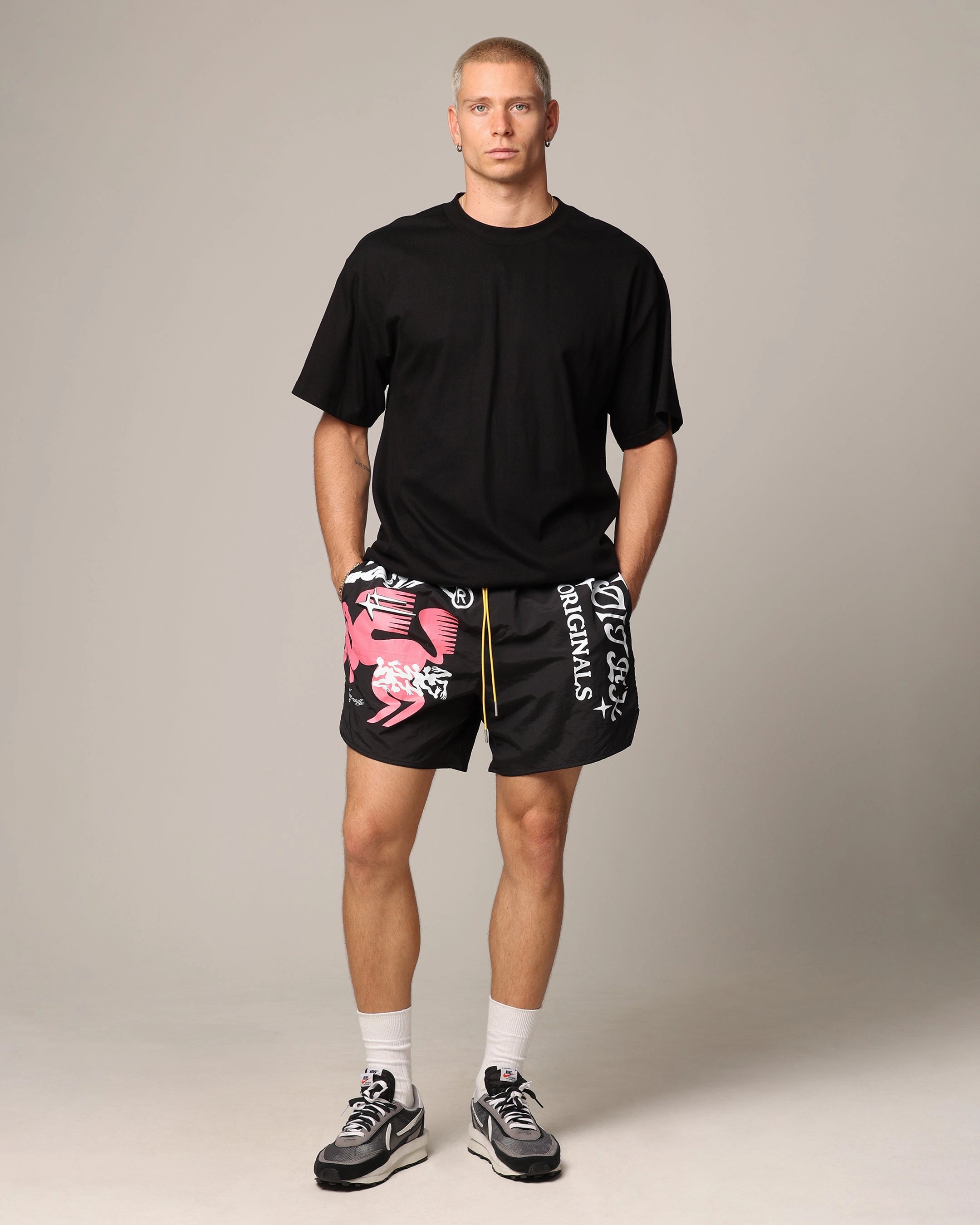 Loiter Rodeo Walk Shorts Black Simple Appeal club wear