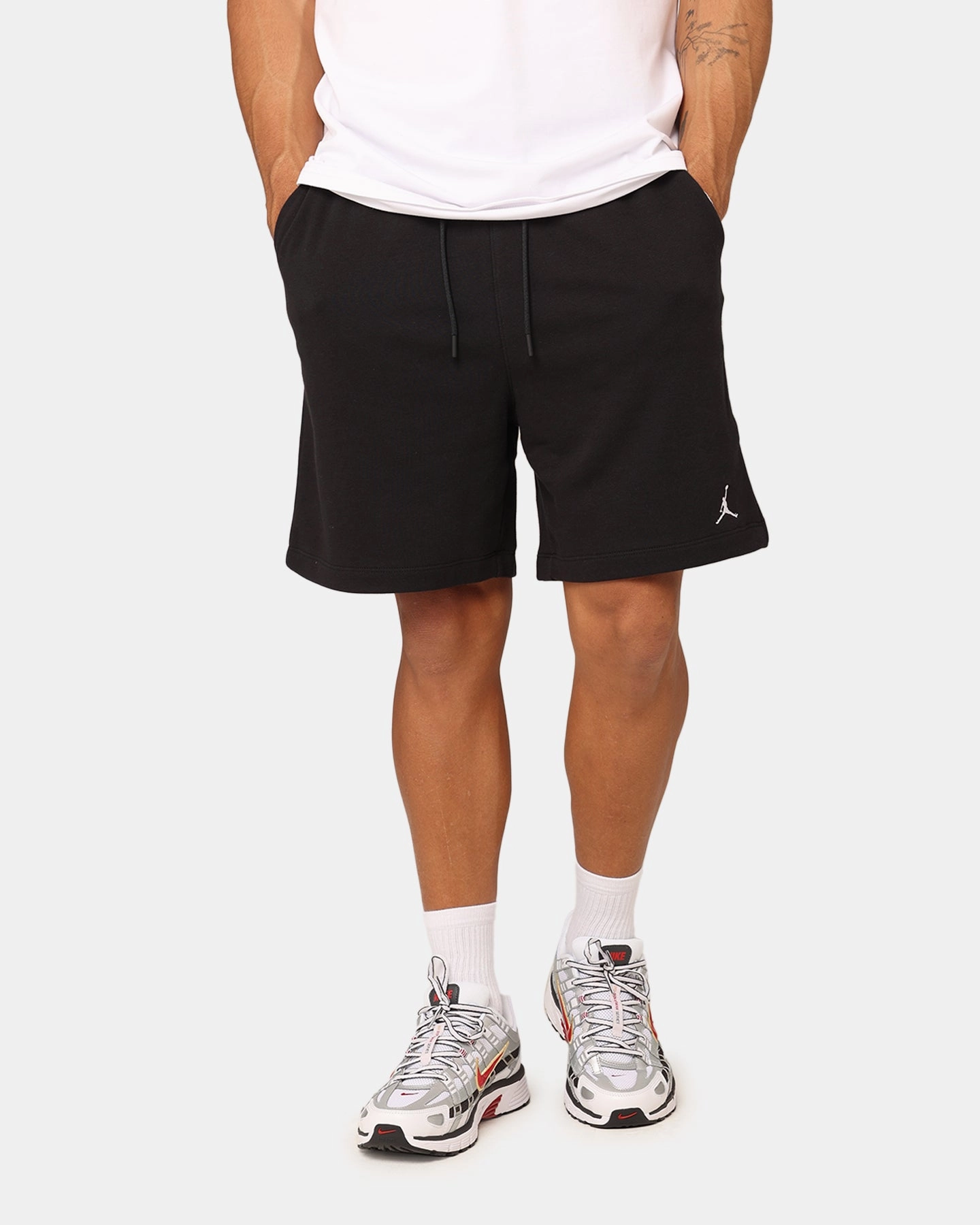 Convertible Length denim alternative Jordan Essentials Fleece Shorts Black/Black/White